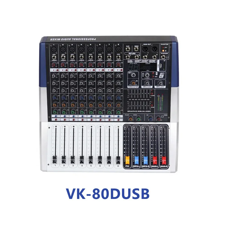 Mezclador de 6/8/12/16 vías con amplificador con efecto USB Mezclador profesional para reuniones de puesta en escena KTV