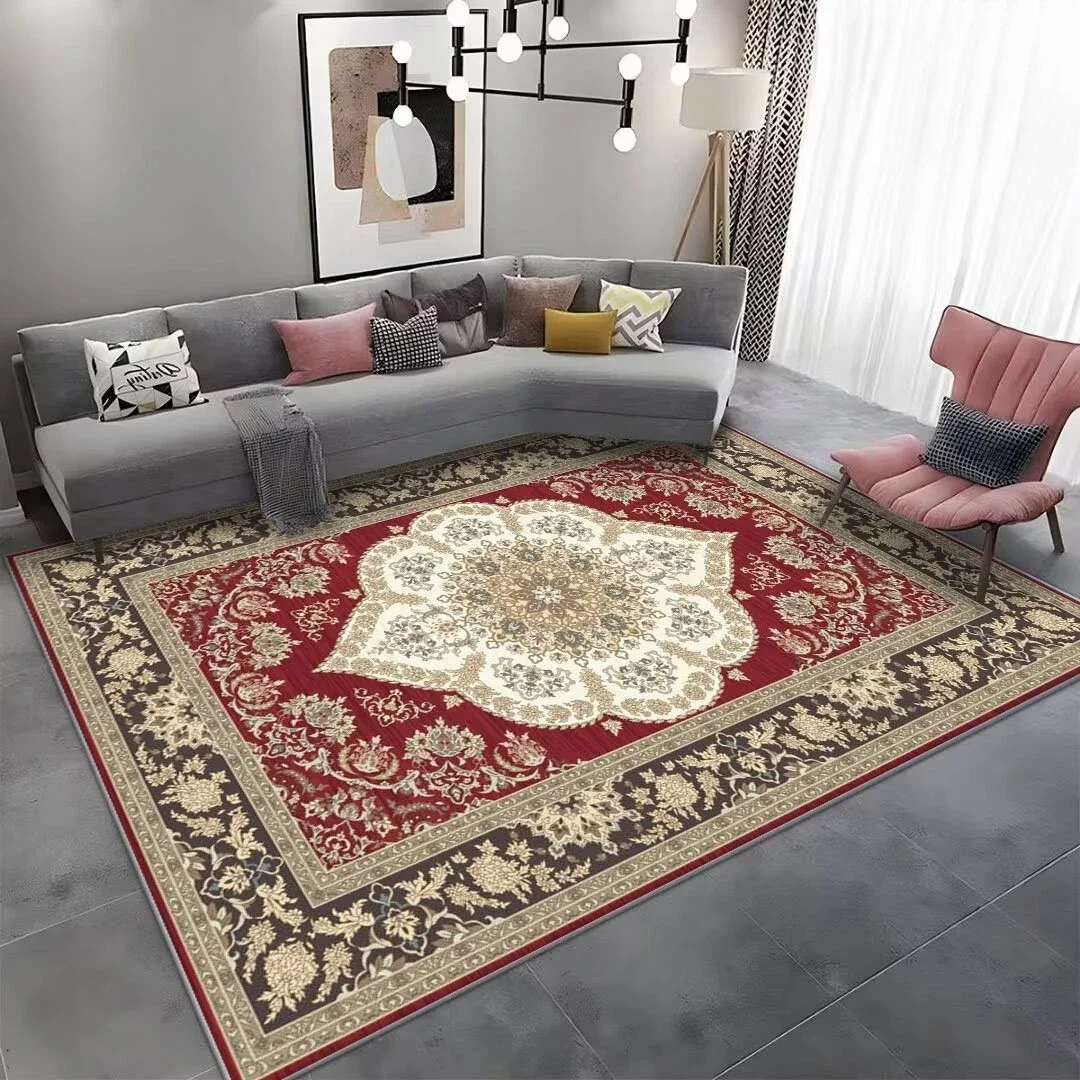 Red Gold High-end Luxury Carpets Living Room Large Area Rug Europe and America Home Decoration Bedroom Rugs Washable Floor Mats