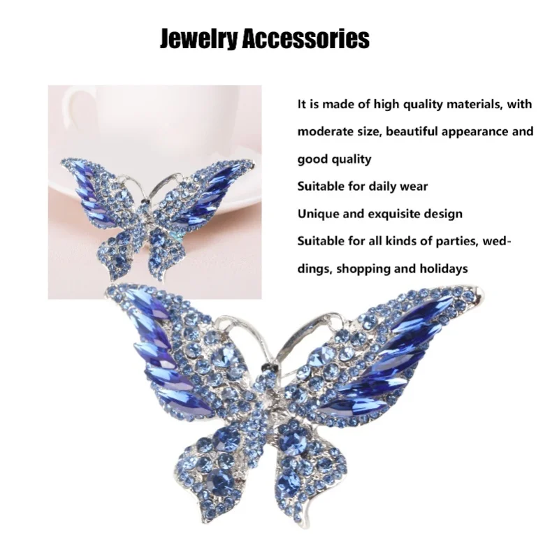 Brooch Exquisite Design Fashion Decoration Retro Metal Jewelry Accessories For ClothesBlue