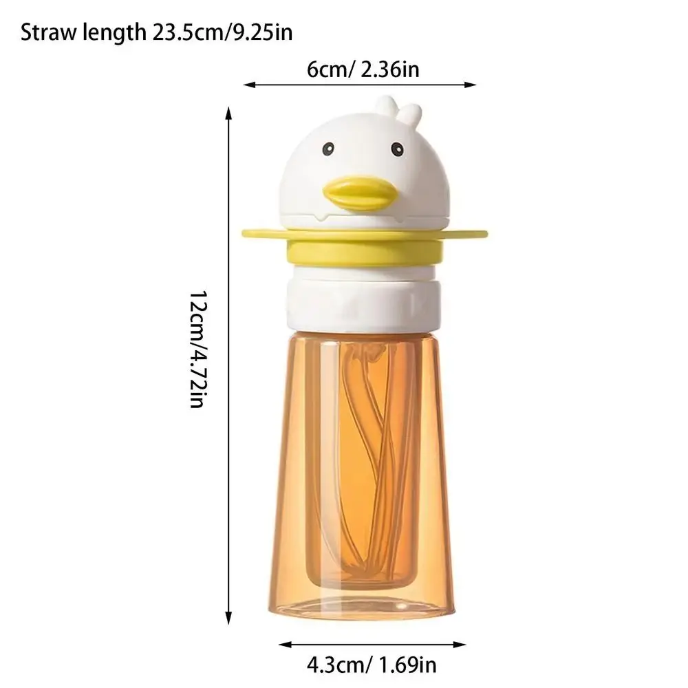 ฝาขวดน้ำเด็ก ลายการ์ตูนเป็ด พร้อมสายสะพาย ฝาปิดขวดซิลิโคนพร้อมหลอดดูดน้ำ ฝาปิดแบบหมุน