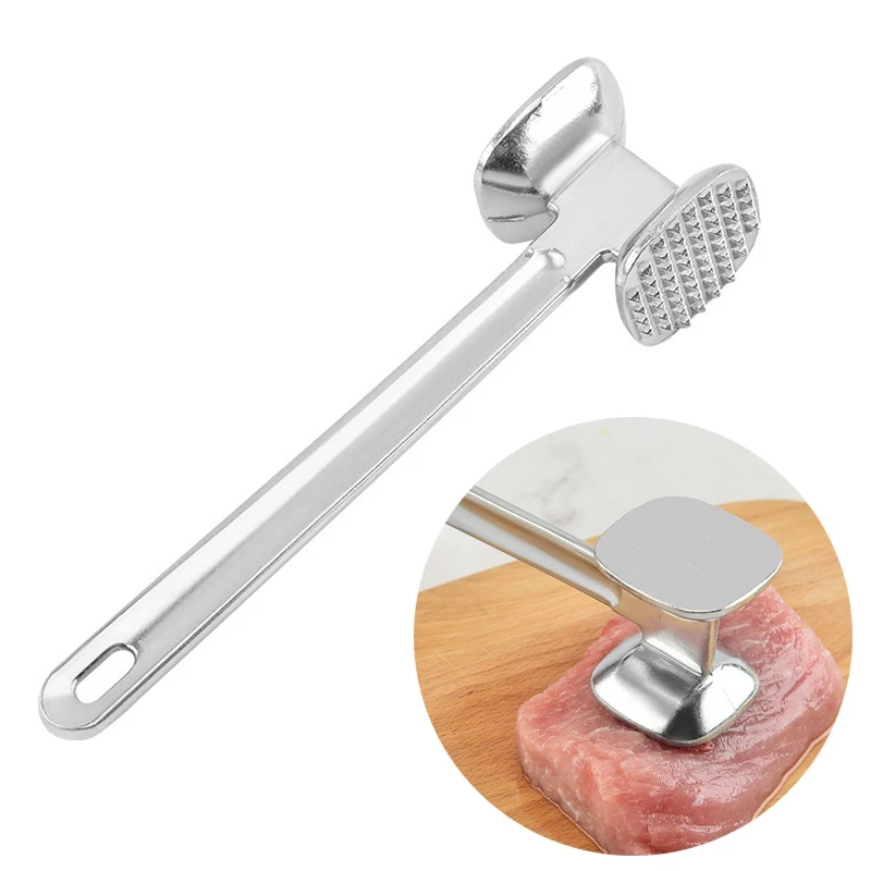 Household Double-sided Meat Hammer Steak Hammer Loose Meat Stainless Steel Tender Meat Hammer Kitchen Creative Hand Tools TMZ