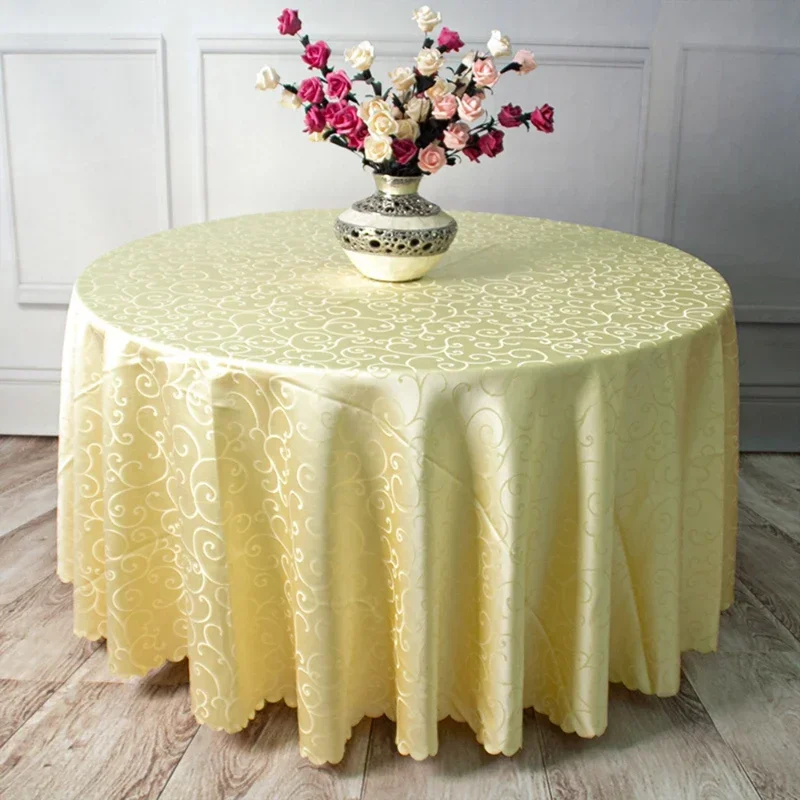 Luxury Red Round Hotel Dining Tablecloth Square Golden Floral Wedding Table Skirt Cover Decoration Party Restaurant Table Cloth