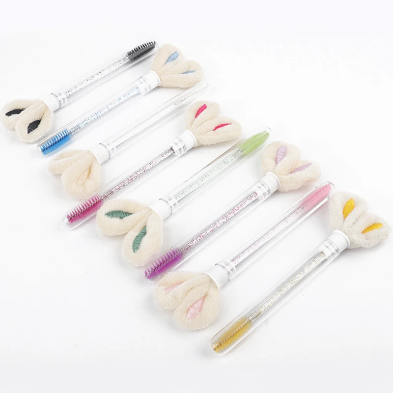 10 pièces Tube brosse à cils Extension de cils pinceaux de maquillage peigne à sourcils oreilles de lapin concepteur faux cils microbrosse outil de beauté