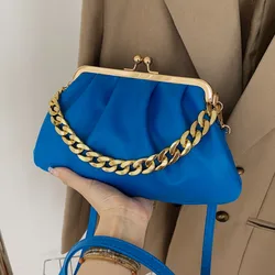 Marca con manico a catena spessa Designer Shell Tote Borsa a tracolla in pelle PU per pochette da donna Borsa a tracolla Borsa lunga per telefono Walle