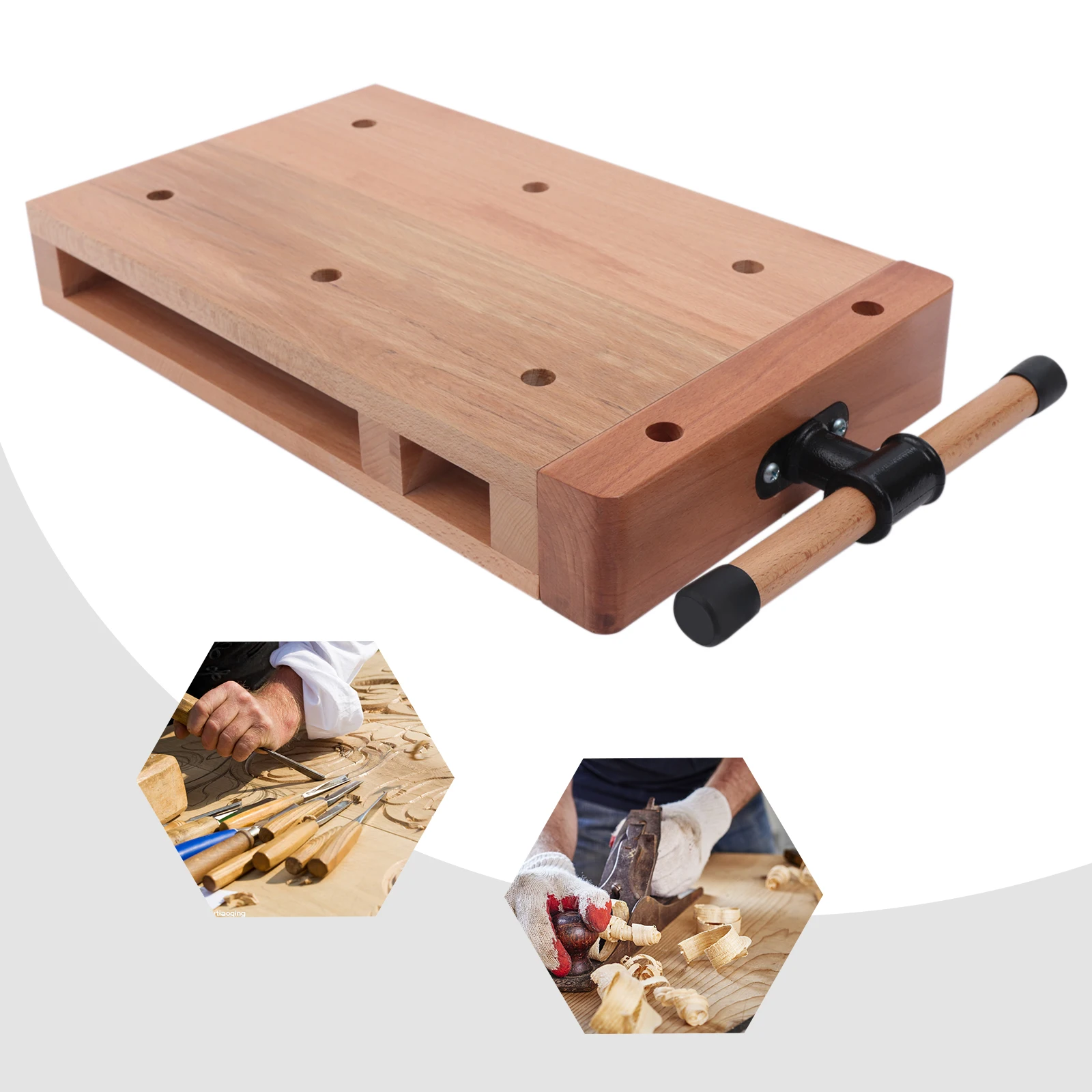 Hard Wood Vise Workbench Desktop Woodworking Vise Portable Smart Vice with G-type Fixing Clips Limit Blocks