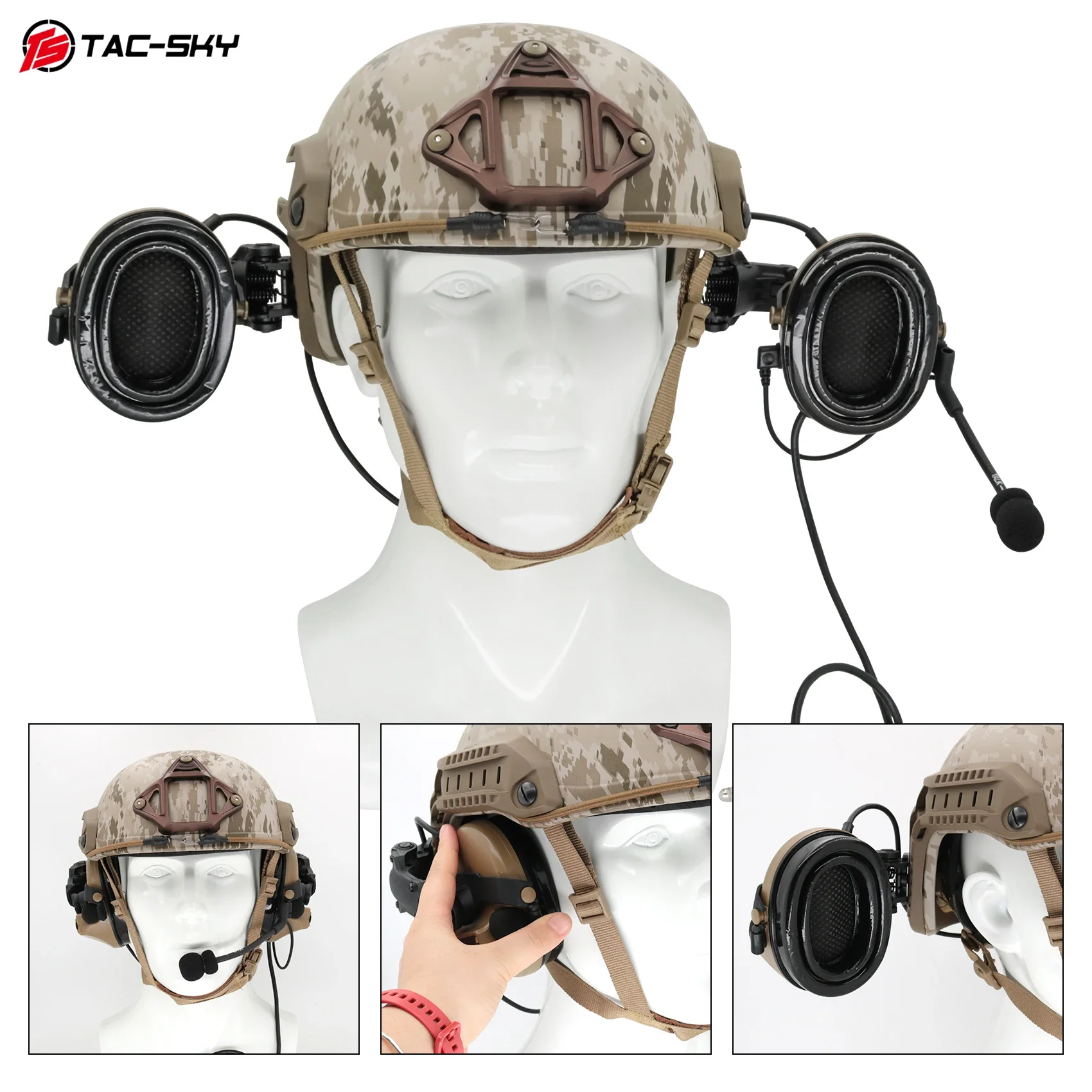 TAC-SKY airsoft esportes tático comtac ii fone de ouvido capacete arco pista suporte silicone earmuff fone de ouvido