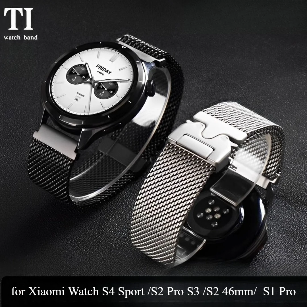 

new The Milan titanium metal wristband for Xiaomi Watch S4 Sport watch band parachute buckle S3 Sport strap