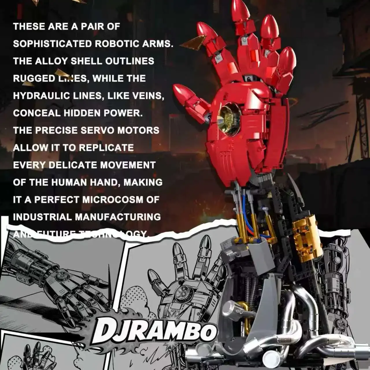 

2026 New MK3 Steel Robot Arm building blocks novice creative model building blocks red gloves toy model decoration children chri