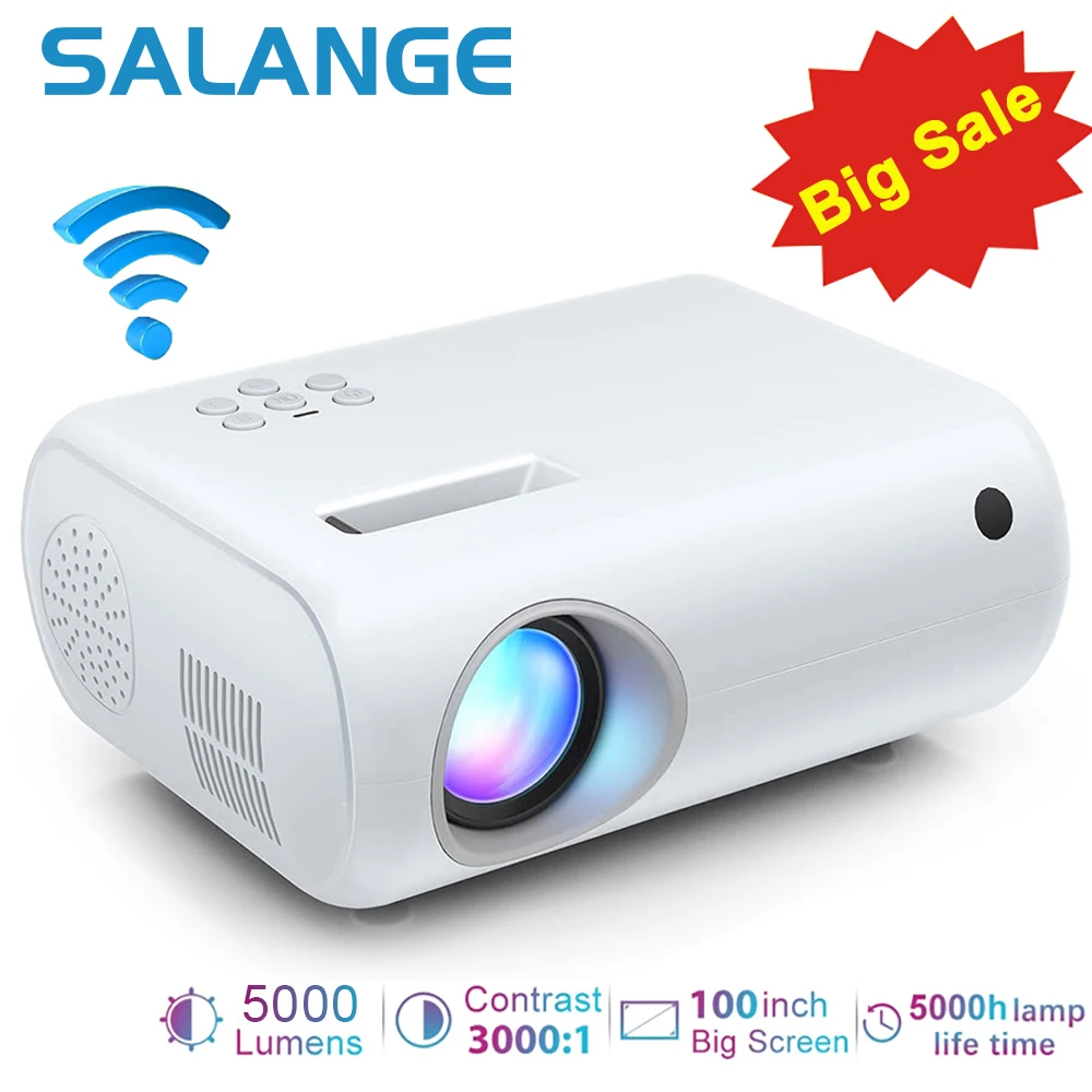 Светодиодный проектор Salange P80, поддержка 1080p, 5000 люмен, мини-проектор Wi-Fi, чудесный видеопроектор, проектор для домашнего кинотеатра