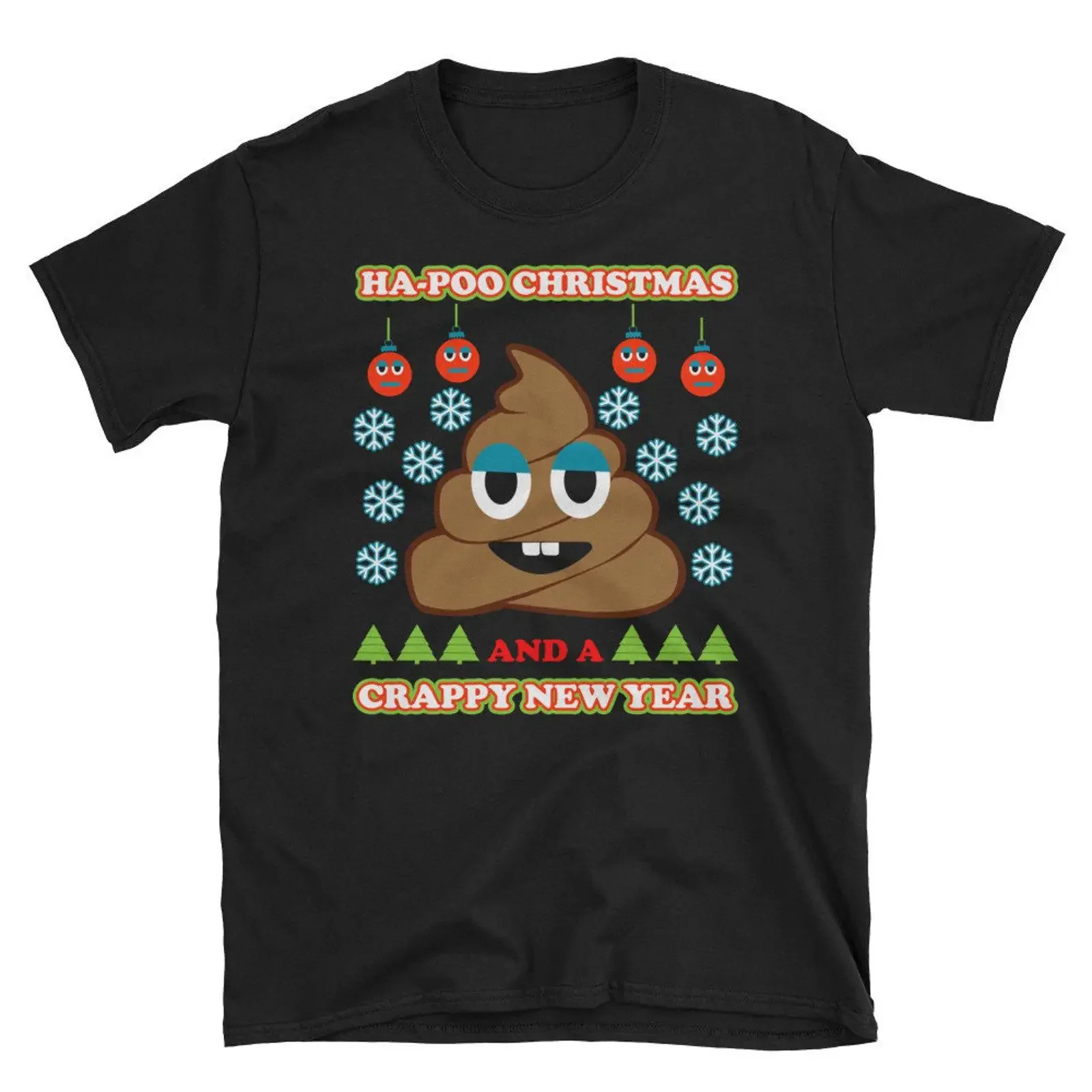Ha poo Christmas And Crappy New Year Poop Ugly T Shirt vintage Washed Breathable Top For Everyday Wear designer clothes