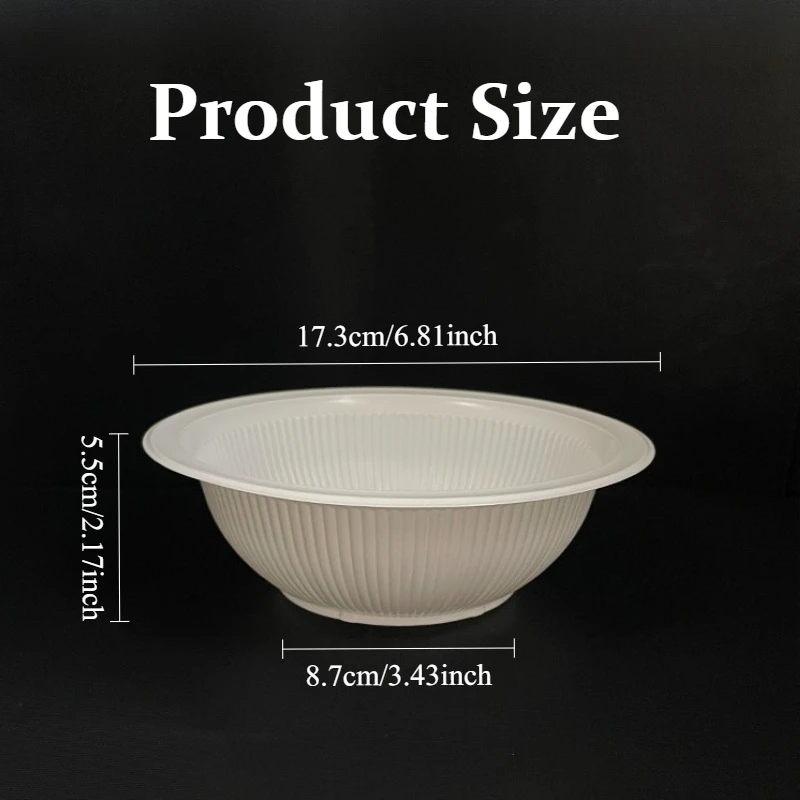 15/25PCS Disposable White Plastic Bowls Kitchen Camping Disposable White Plastic Bowls Fruits Ice Cream Camping Food Containers