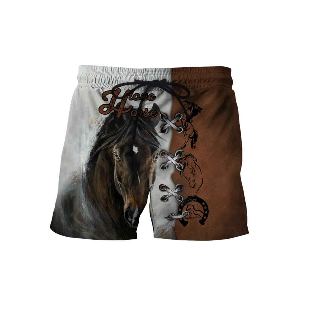 Beautiful Animal Horse 3D All Over Printed Men's Shorts Unisex Streetwear Shorts Summer style Polyester Casual Shorts DK-40