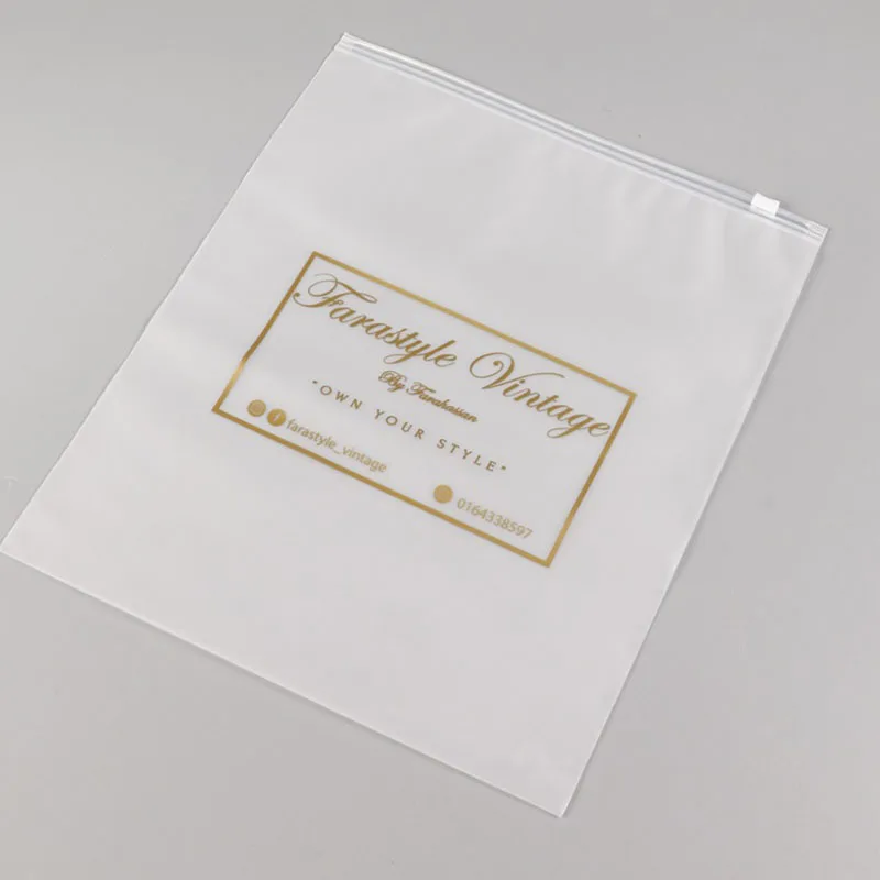 Ppao Custom Logo Printing Slide Matte/ Frosted Biodegradable Zipper Plastic Bag Clear Clothing Tshirt Poly Zip Bag