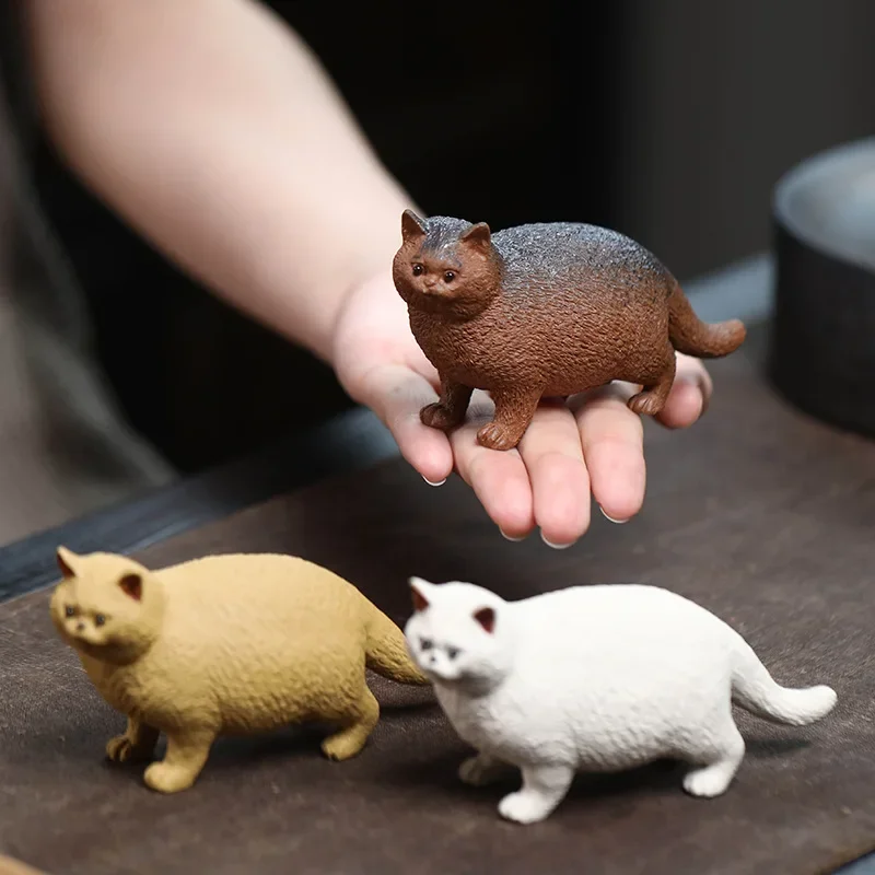 X22Ceramic Handicraft Artificial Animal Sculpture Cat English Shorthair Decorative Figurines Home Decoration Accessories