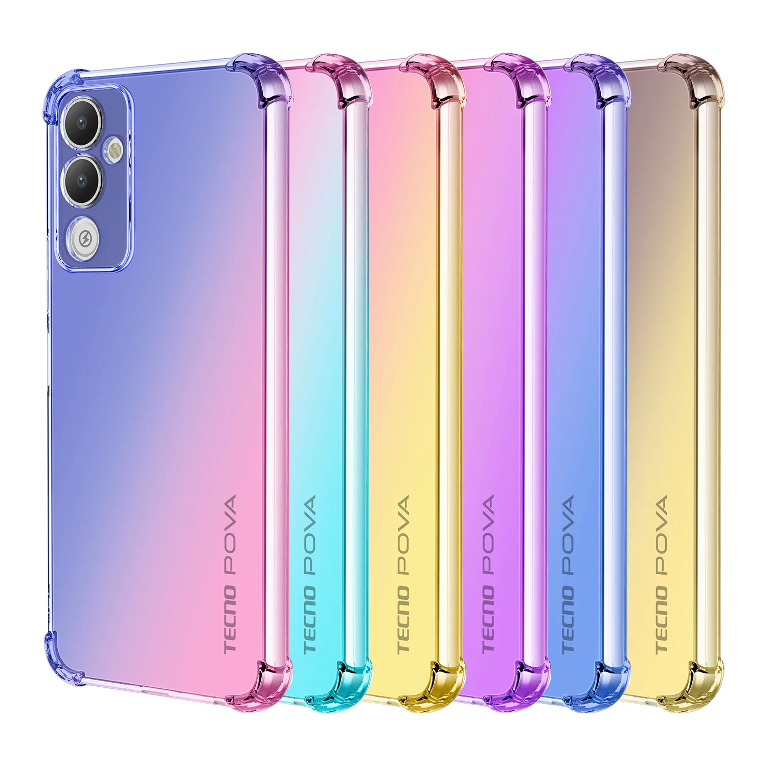 

for Tecno Pova 4 /3 2 / Pova Neo Clear Cute Gradient Case Slim Anti Scratch Flexible TPU Shockproof Cover