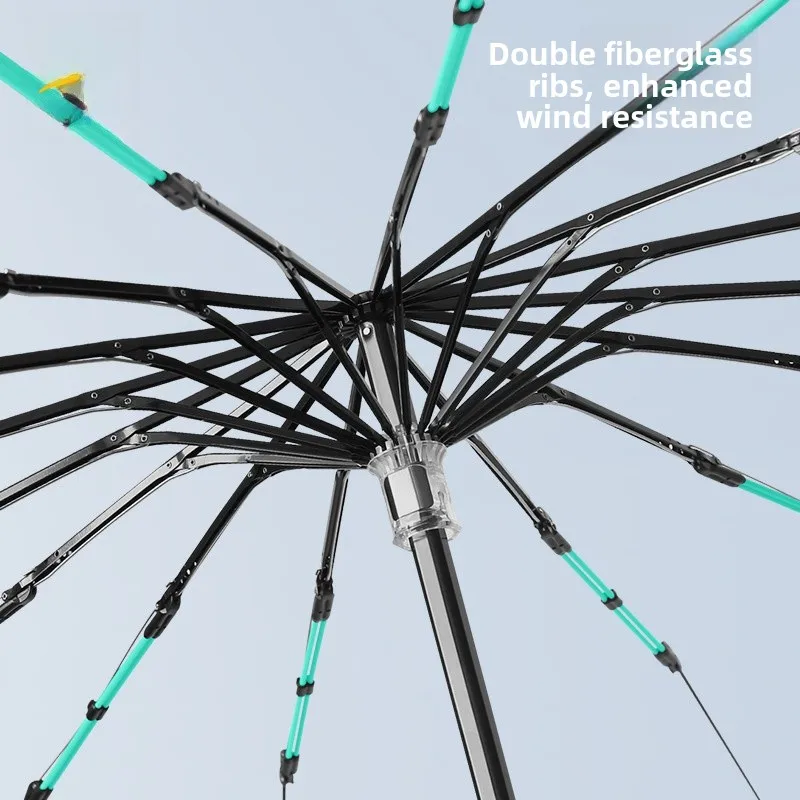 مظلة متينة مزدوجة على شكل عظمة التنين للحماية من المطر والشمس وحماية من الأشعة فوق البنفسجية، لاصق ملون، هيكل من الخشب الصلب #4