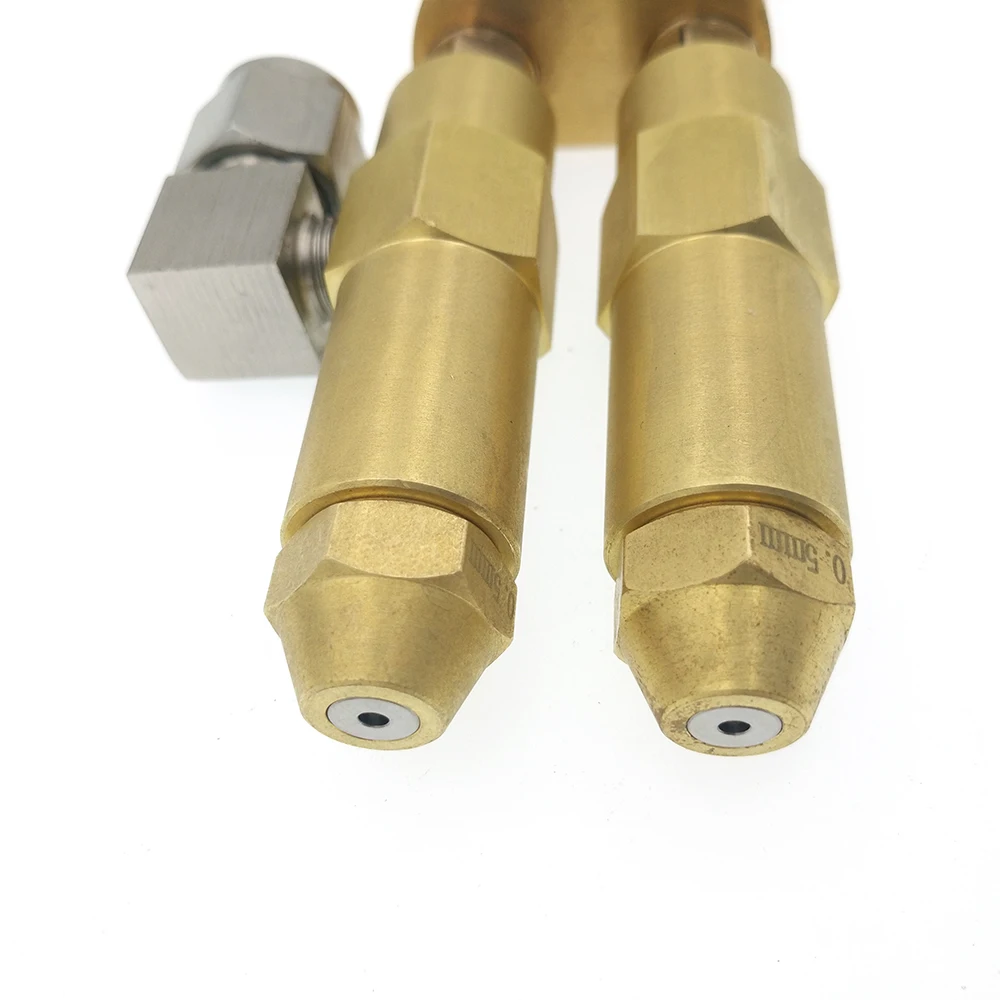 Brass Air Atomizing Spray Double Nozzle Siphon Type Oil Mist Nozzle Fuel Spray Tip For Boiler Combustion Diesel and Heavy Oil