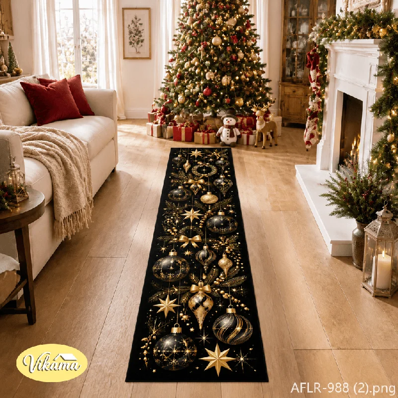 VIKAMA Christmas Rectangular Rug Soft Non-Slip Festive Decorative Mat Hallway Corridor Carpet Xmas Home Decor Absorbent