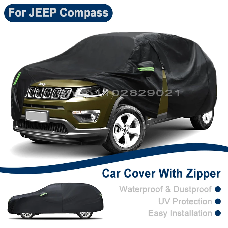 

Outdoor Full Vehicle Cover For JEEP Compass - Side Zipper Design, Waterproof Dustproof Sun Protection Car Cover