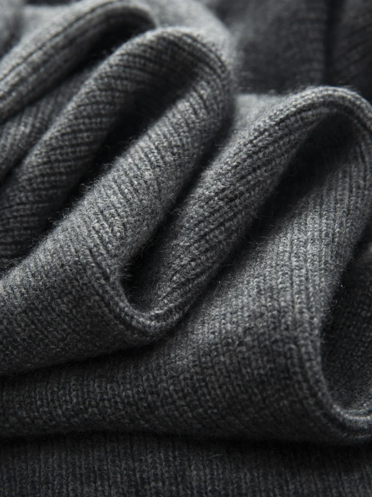 Damski sweter z kapturem ze 100% kaszmiru, jesienno-zimowy, jednolity kolor, kobieca, elegancki, gruby, miękki, ciepły, dzianinowy.