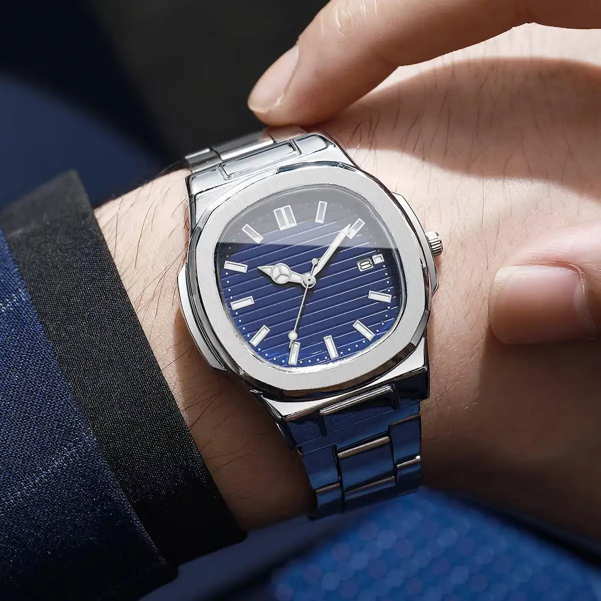 2/4PCS Luxus Männer Business Uhren Set Fashion Square Zifferblatt Quarz Armbanduhr mit Kalender Reloj Mujer (ohne Box)