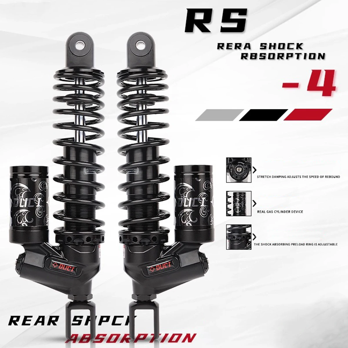 

Motorcycle RS4 290mm Doubl Adjustable Rear Fork Rear Hydraulic Shock Absorber For Yamaha Scooter BWS RSZ JOG NIU N1S