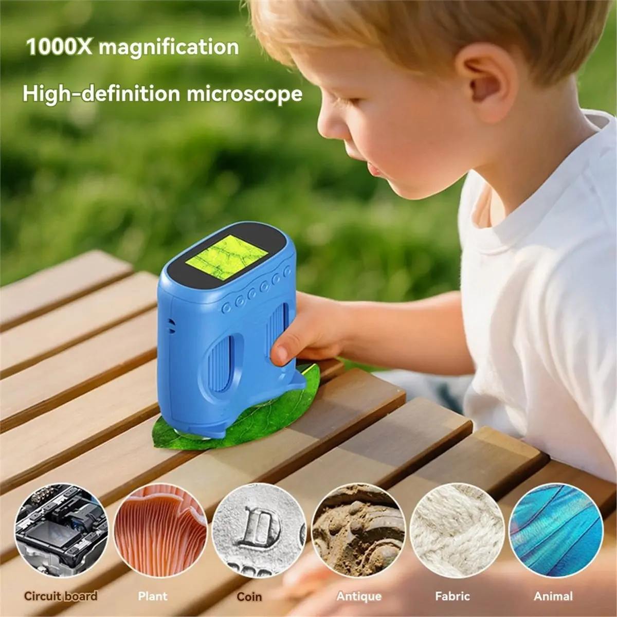 Microscope Telescope 2 in 1 Children'S Optical Educational Toys 2MP HD Camera Kids Microscope 1000x Christmas Gifts B