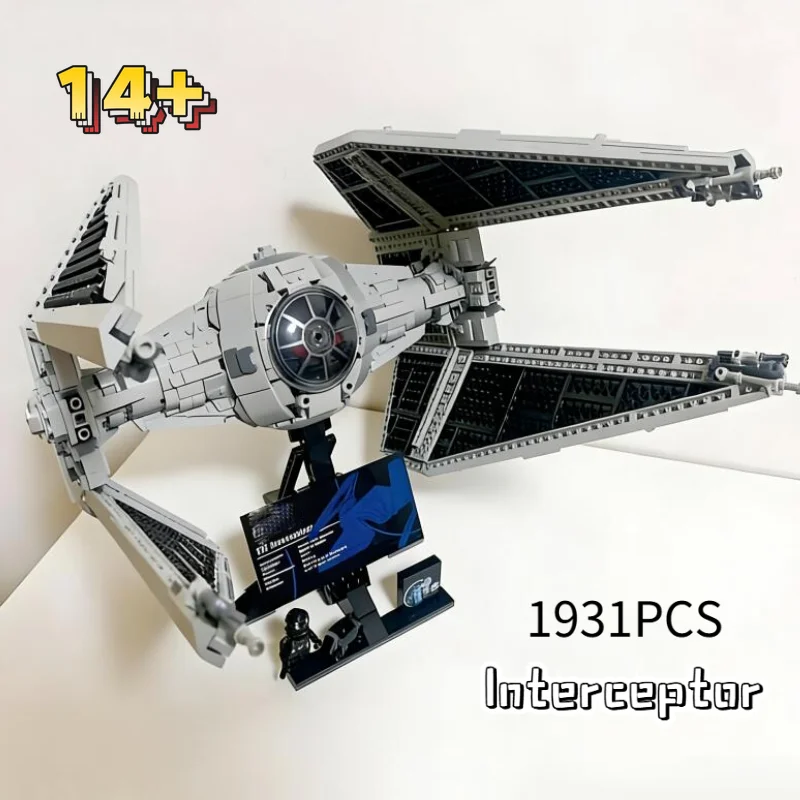 

Новинка: Конструктор Interceptor Starfighter 1931 деталь, модель 75382, коллекционная мини-фигурка пилота TIE, креативные наборы для демонстрации, подарки