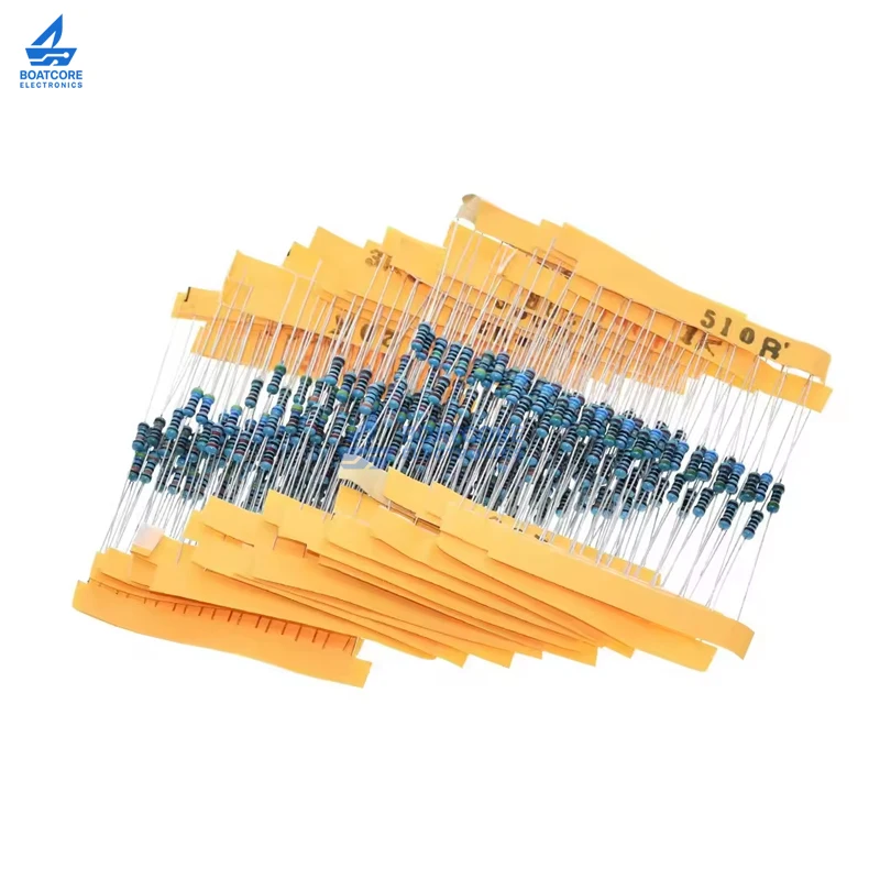 300pcs/set 30 Kinds 1% 1/4W Metal Resistors Assorted Pack Kit 220ohm 1K 10K 100K 1M Resistance Resistors 30 Values*10pcs=300pcs