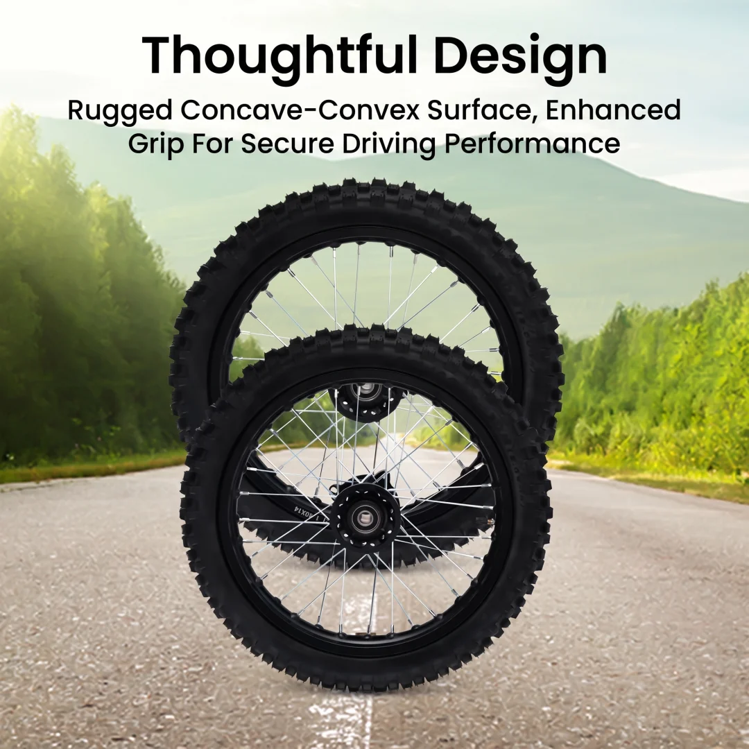 80/100-12 60/100-14 Wheel Hub With Tire, Spoke Rim Set For Off-Road Motorcycle, Front Rear Wheel Assembly，Upgrade Modification