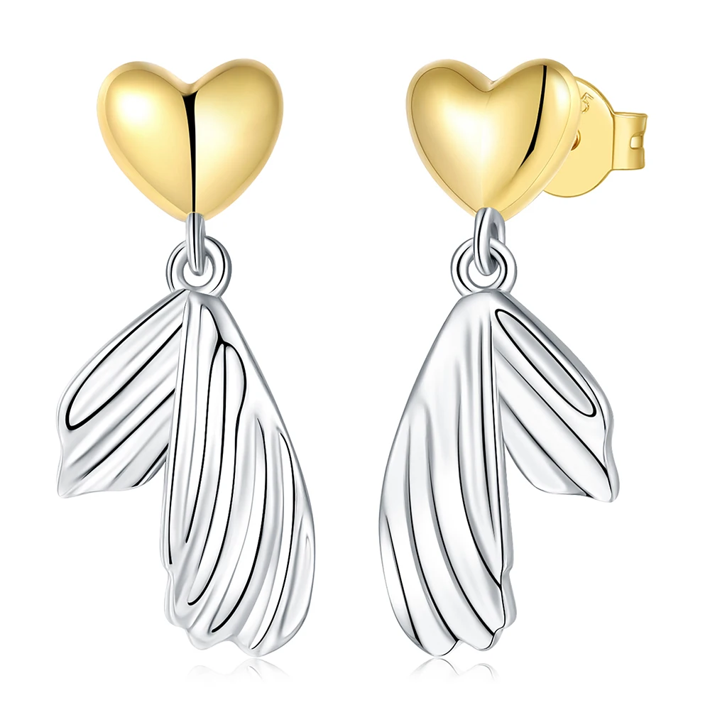 Pendientes de plata de ley 925 con forma de corazón para mujer, aretes colgantes con forma de cola de ballena, Animal marino, regalo de cumpleaños y Navidad