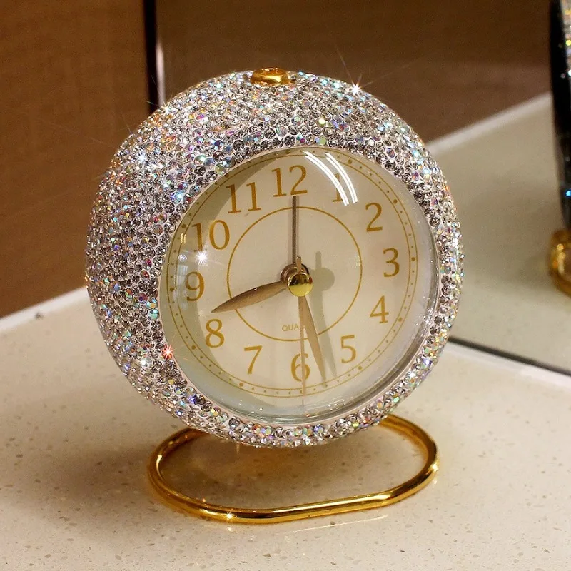 

Light luxury silent alarm clock student with get-up artifact advanced sense diamond-encrusted desktop clock