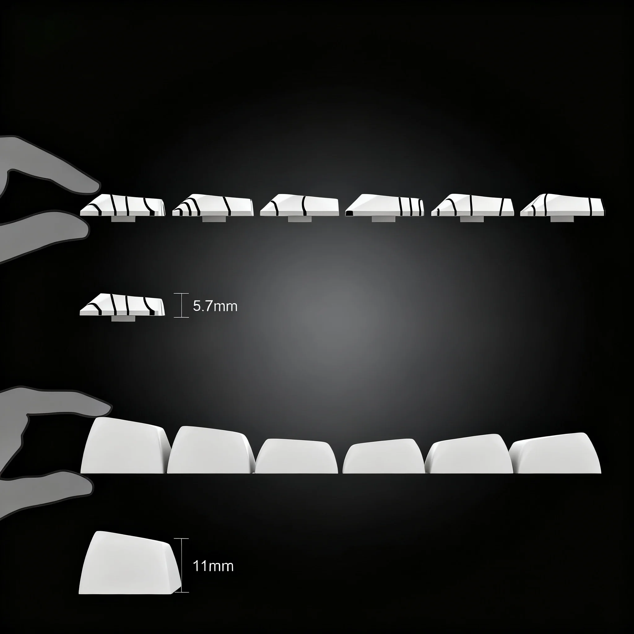 120-Tasten-Tastenkappe mit niedrigem Profil, schwarze Contour-Farbsublimations-PBT-Tastenkappen für mechanische MX-Switch-Tastatur