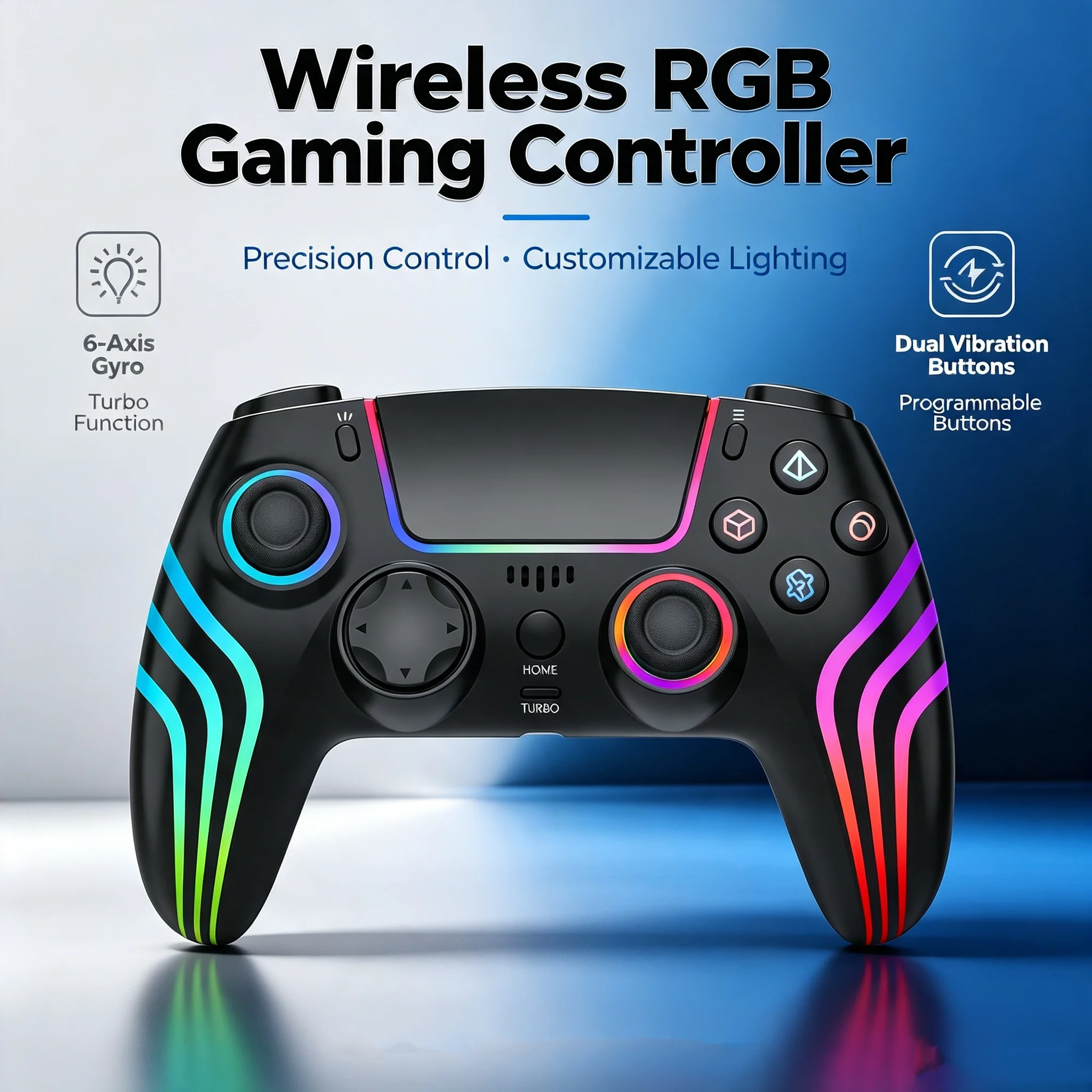 rgb-led-wireless-game-controller-for-ps5-bluetooth-gamepad-joystick-dual-vibration-turbo-6-axis-sensor-gaming-controller