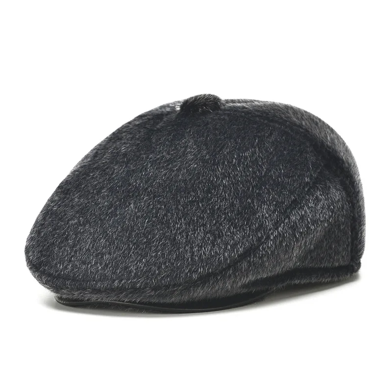 

Imitation Mink Fur Forward Cap Autumn Winter Elderly Warm Cap Furry Thickened Cold Cap With Ears men's Outdoor Duck Tongue Cap