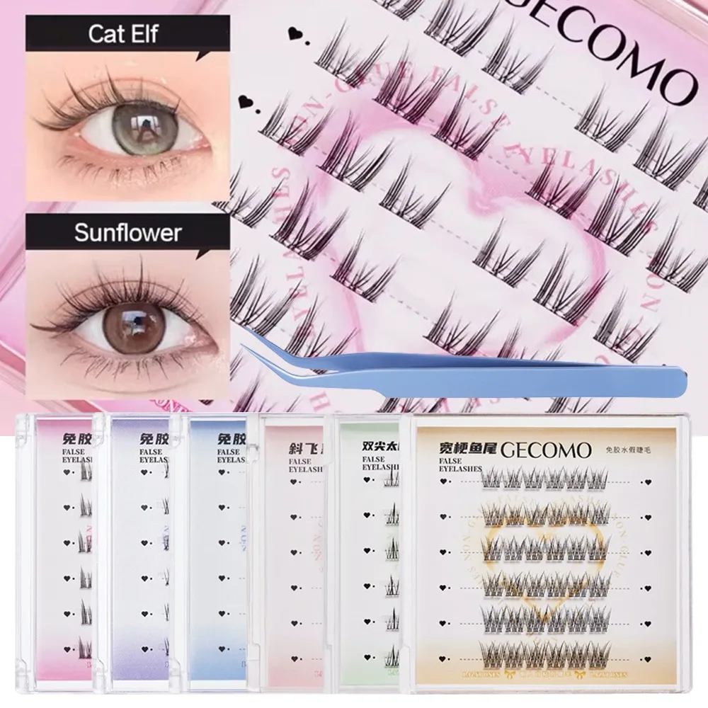 Segmented Self Adhesive Cluster Lashes Natural Look Handmade Individual Eyelash Makeup Tool Grafted Eyelashes For Woman Beauty