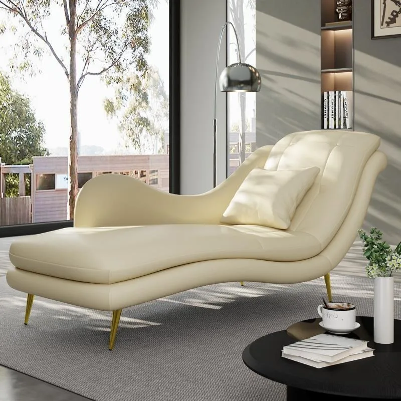 Light luxury chaise longue modern villa living room chaise longue sofa, homestay curved chaise longue recliner sofa