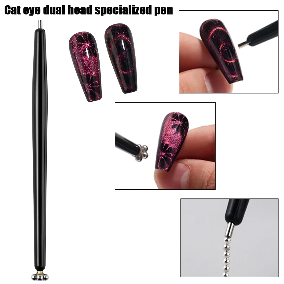 Stylo magnétique œil de chat fantaisie à Double tête, pour Nail Art, avec forte Force magnétique professionnelle, outils de manucure, 1/2 pièces