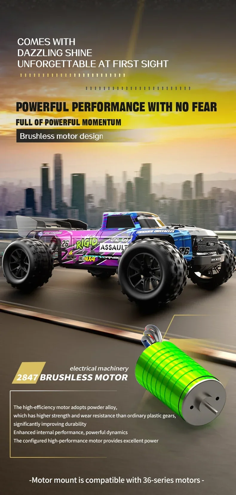 

Радиоуправляемая гоночная машина 1:12 из сплава, бесщеточная, 4WD, высокоскоростная, внедорожная, с независимой регулировкой электрических амортизаторов