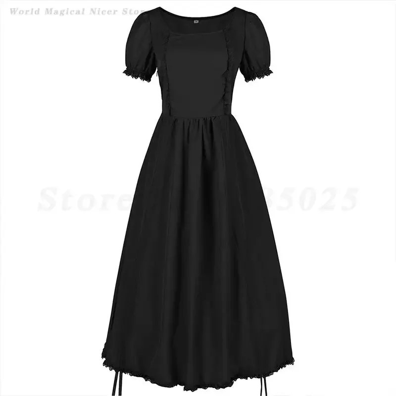 

Women's Court Princess Ball Gown Medieval Retro Gothic Drawstring Dress Lady Vintage Pleated Casual Steampunk Long Vestidos