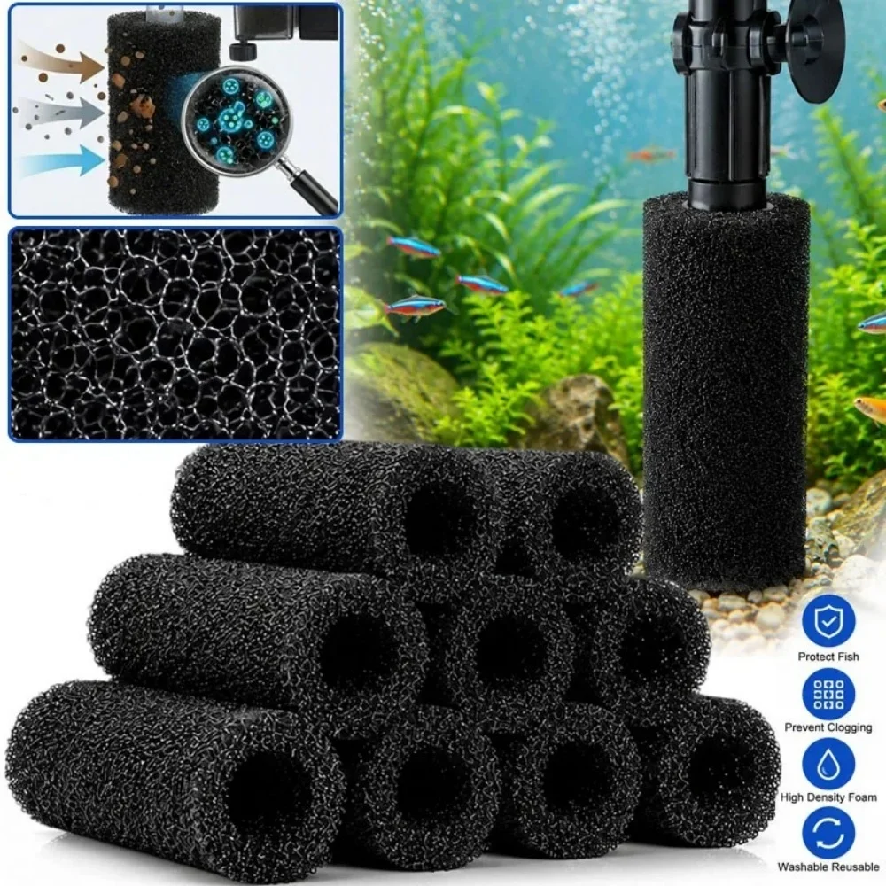 5 Pcs Aquarium Biochemical Filter Sponge Fish Tank Inlet Water Pre-Filter Sponge Cartridge Replacement Filter