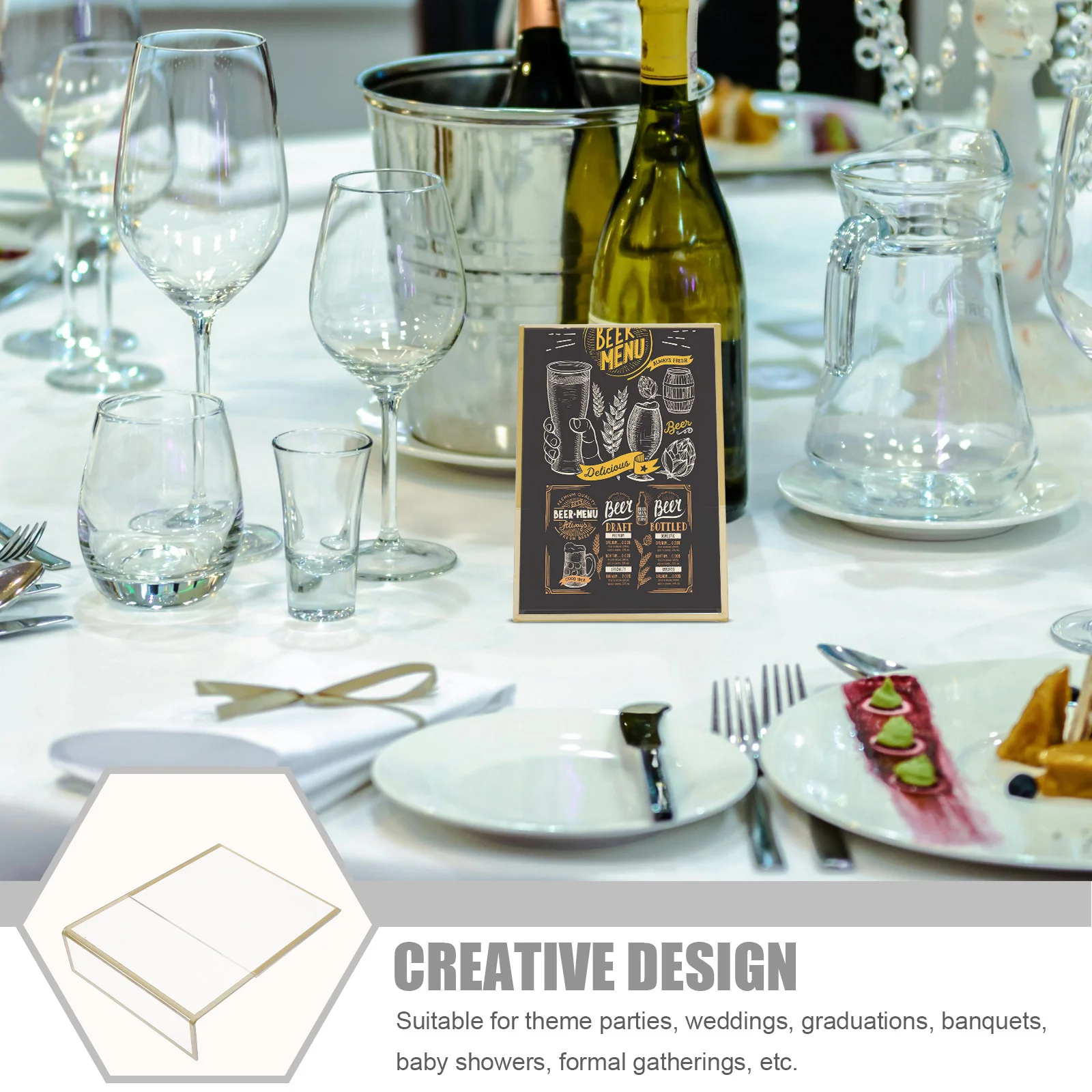 6 قطعة الاكريليك واضح L شكل تسجيل 10.2X15.2 سنتيمتر الذهب الإطار الجدول العلوي عرض موقف مزدوجة الجانب ورقة الطيارة القائمة حامل صور ل #6