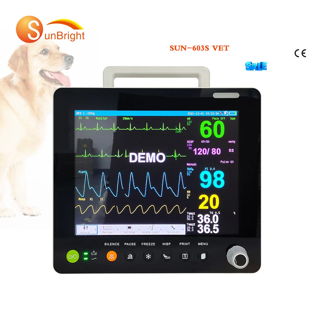 Portable Vet Multi-parameter Monitor Animals Medical Equipment 12.1 Inch Veterinary Patient Monitor For Pet