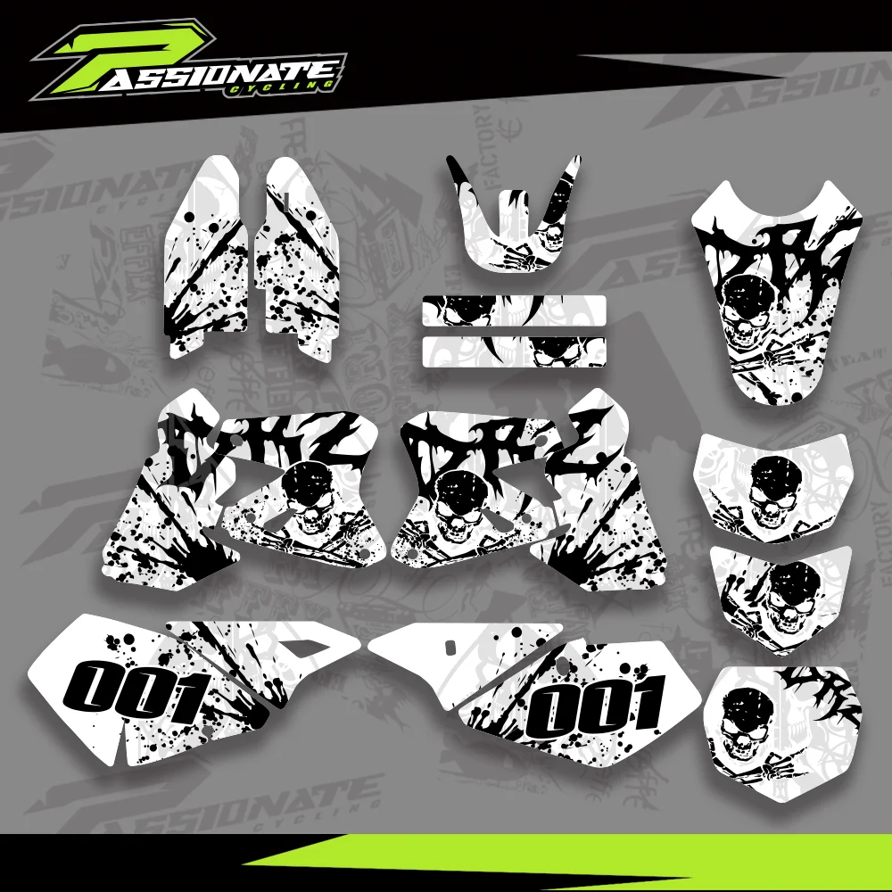 For Suzuki DRZ400 DRZ 400 2000-2012 2011 2010 2009 2008  Full Graphics Decals Stickers Motorcycle Background Custom Number Name