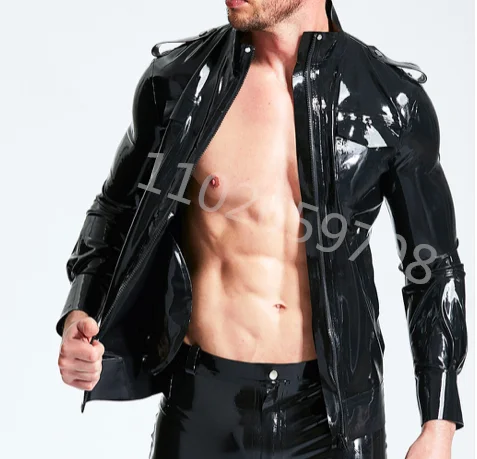 Natural Latex Catsuit 0.4mm man's latex jacket 100% glued handmade