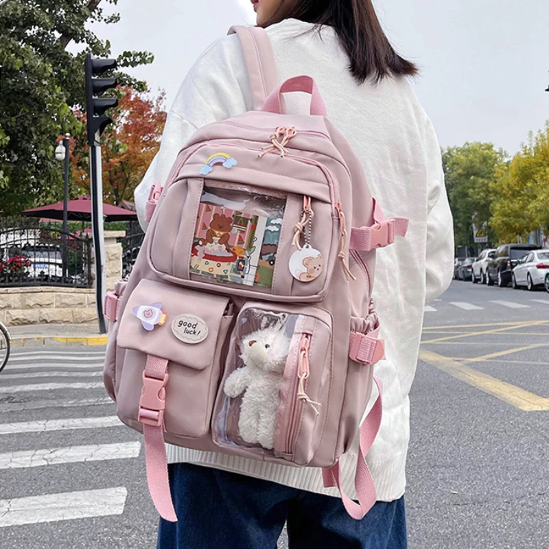 Kawaii Aesthetic Women Backpack School Bag for Teen Girls Japanese Korean Rucksack Student Bookbags Cute School Backpack Mochila