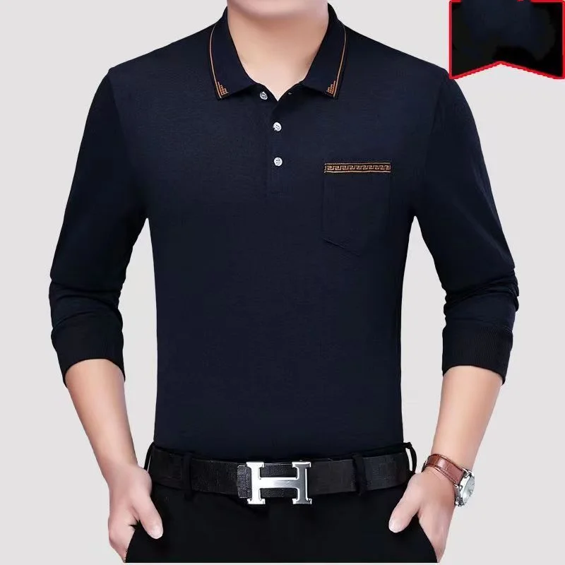 2023 Spring New Long Sleeve Oversized Men\'s Clothing Loose Fashion Business Casual Lapel Striped Contrasting Colors POLO Shirt