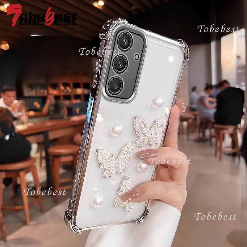 

Противоударный чехол с 3D жемчужной бабочкой для Samsung Galaxy A04 A04S A04E A03 A03S A02 A02S A20 A30 A50 A70 A10S A20S Cover