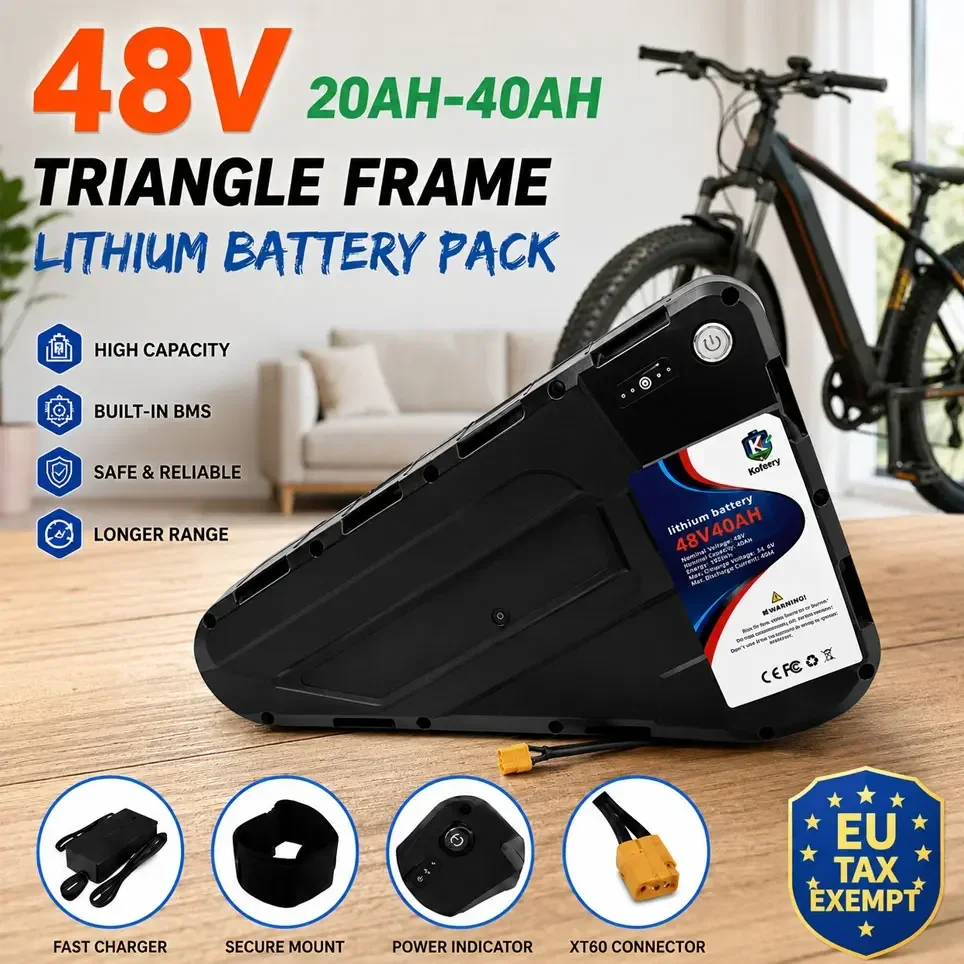 La batterie au lithium 48V 52V 20-40AH est une batterie de vélo électrique durable et longue durée, adaptée aux moteurs haute puissance allant de 500W à 3000W et remplaçant les sources d'alimentation des vélos électriques de montagne.