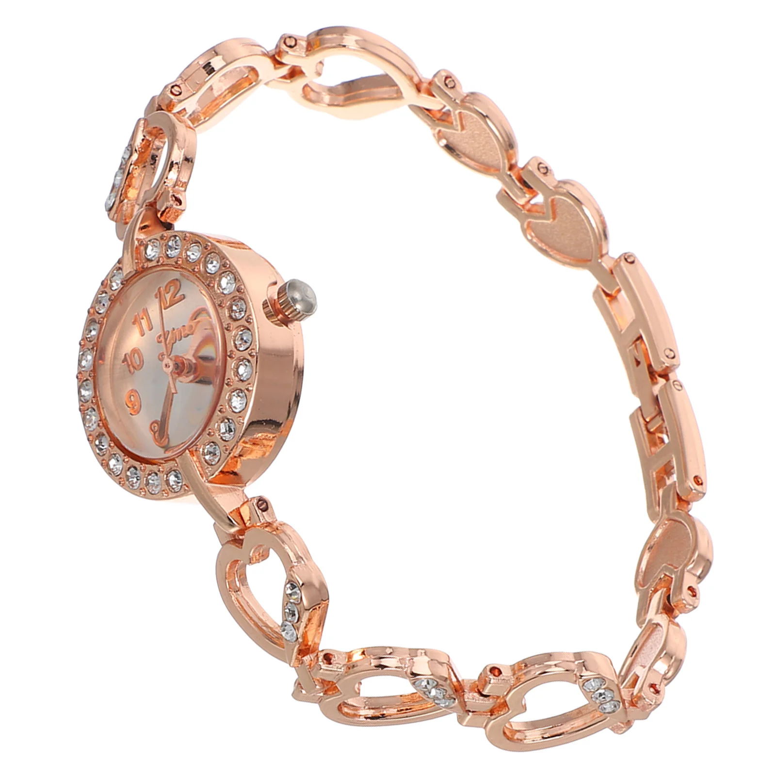 

Full Diamond Heart Quartz Watch For Women Rose Gold Rhinestone Wrist Chain Fashion Wristwatch Daily Wear Gift